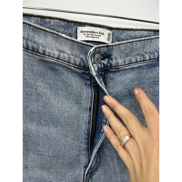 Abercrombie & Fitch Womens 90s Slim Straight Ultra High Rise Jeans Sz 36 22R - Picture 6 of 12